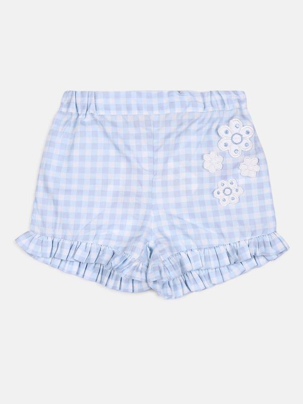Blue And White Checkered Shorts image number null